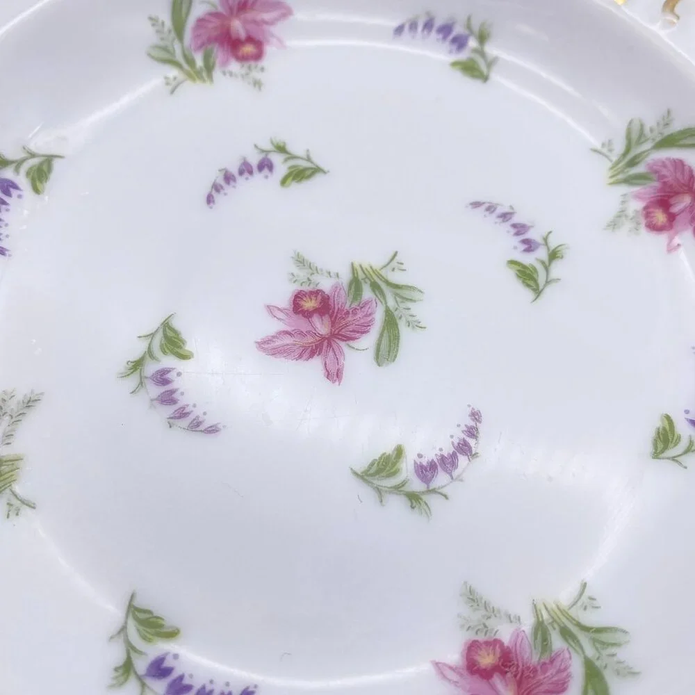 Vintage Shabby Chic floral hand‎ painted plates Japan Cream tea decor chintz